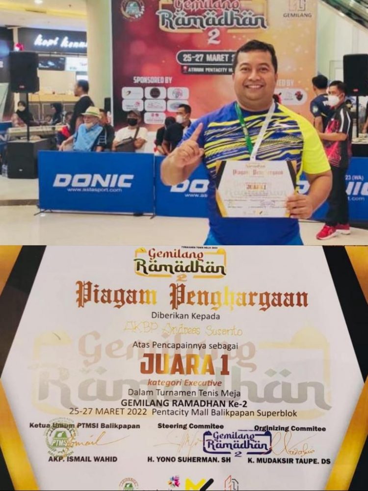 Tanpa Target, AKBP Andrias Juara 1 Tenis Meja. Di Event Gemilang Ramadan 2, Kalahkan Atlet Langganan Juara