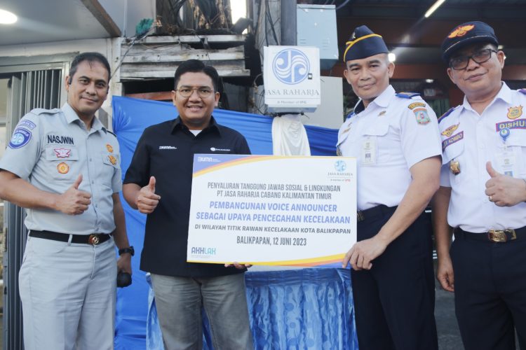 Jasa Raharja Kaltim Pasang Voice Announcer di Turunan Rapak. Muhadi: Ini Tindakan Preventif, Cegah Kecelakaan