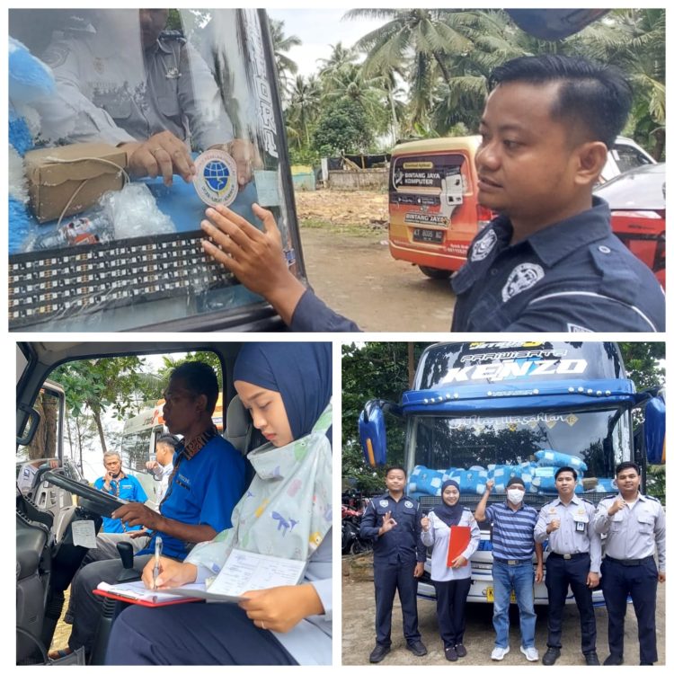 Bus Pariwisata Banyak Ditempeli Stiker Catatan. Rampcheck di Lamaru dan Manggar