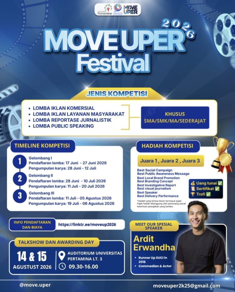 Daftar Gratis, Ikuti Festival Move Uper 2026. Hadirkan Komedi Nasional SUCI 2016, Ardit Erwandha
