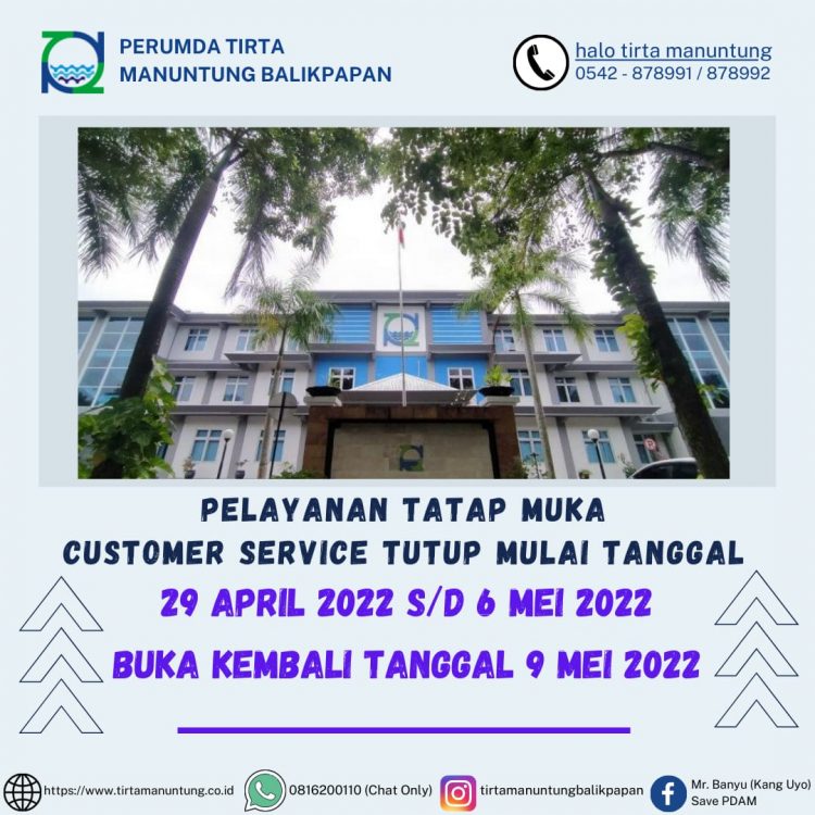 Idul Fitri, PDAM Tetap Penuhi Air Bersih Pelanggan. Siagakan Satgas 3 Shift, Layanan Tatap Muka Libur, Direksi dan Karyawan Mohon Maaf Lahir Batin