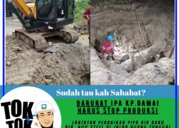 Pipa Air Baku Agung Tunggal Bocor, PDAM Hentikan Produksi. Plt Dirtek: Diperkirakan Pekerjaan Selama 2 Hari