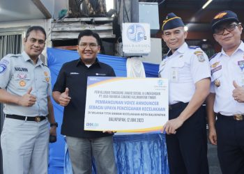 Jasa Raharja Kaltim Pasang Voice Announcer di Turunan Rapak. Muhadi: Ini Tindakan Preventif, Cegah Kecelakaan