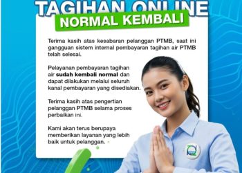 Sistem Pembayaran Tagihan Air PTMB Kembali Normal