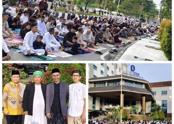 Ribuan Jamaah Salat Idul Fitri di Blue Sky. Asep: Maaf Lahir Batin, Jalan Ditutup karena Membeludak