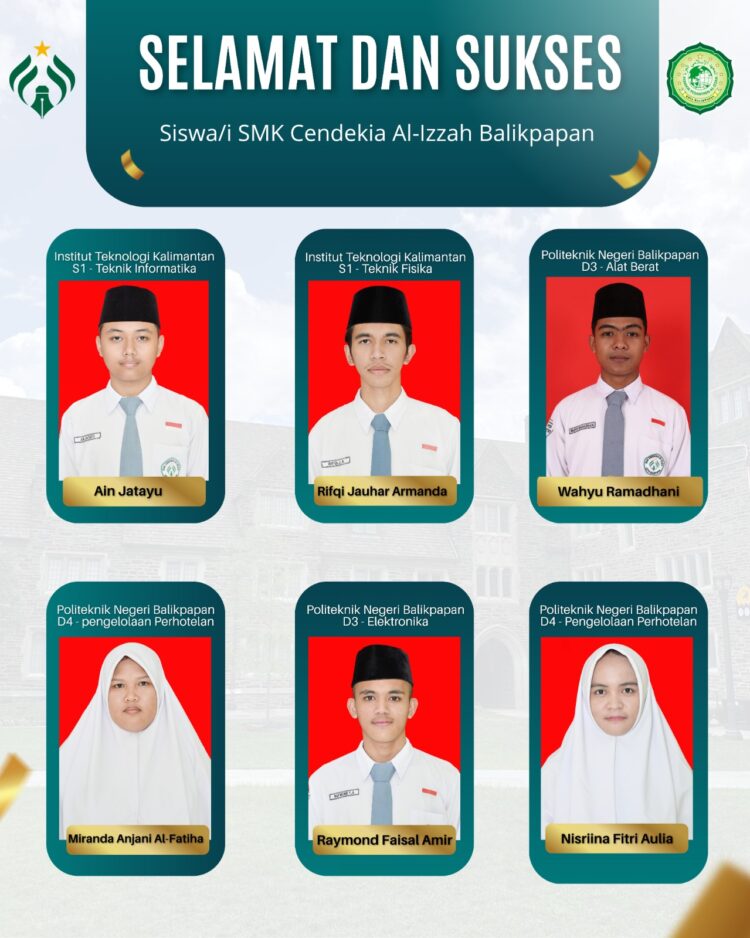 Lulus 100 Persen di ITK & Poltekba. Siswa-Siswi SMK Cendekia Al-Izzah